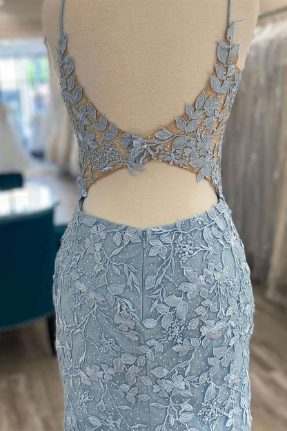 Vestido de fiesta de encaje azul claro, vestido de cena, vestido de noche corto