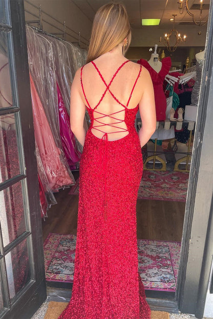 Vestido formal largo de sirena con lentejuelas y abertura, los mejores vestidos de fiesta