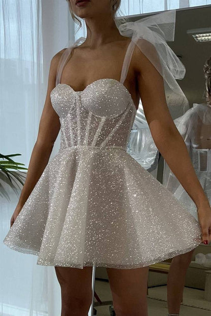Fashion Silvery Corset Sweetheart Sequin Design Spaghetti Strap Homecoming Dress TP3762