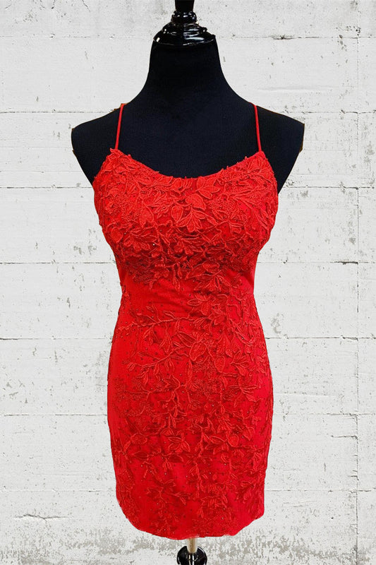 Vestido corto ajustado de encaje rojo para la fiesta de bienvenida, minivestidos de fiesta azul claro