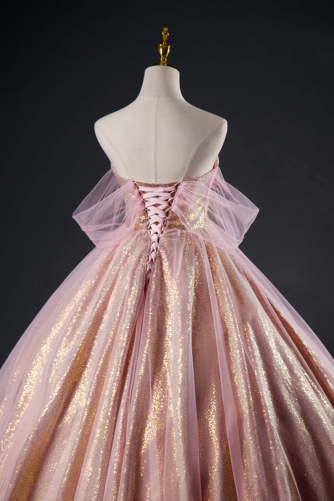 Shiny Tulle Sequins Long Prom Dress, Beautiful Pink Formal Dress Sweet 16 Dress