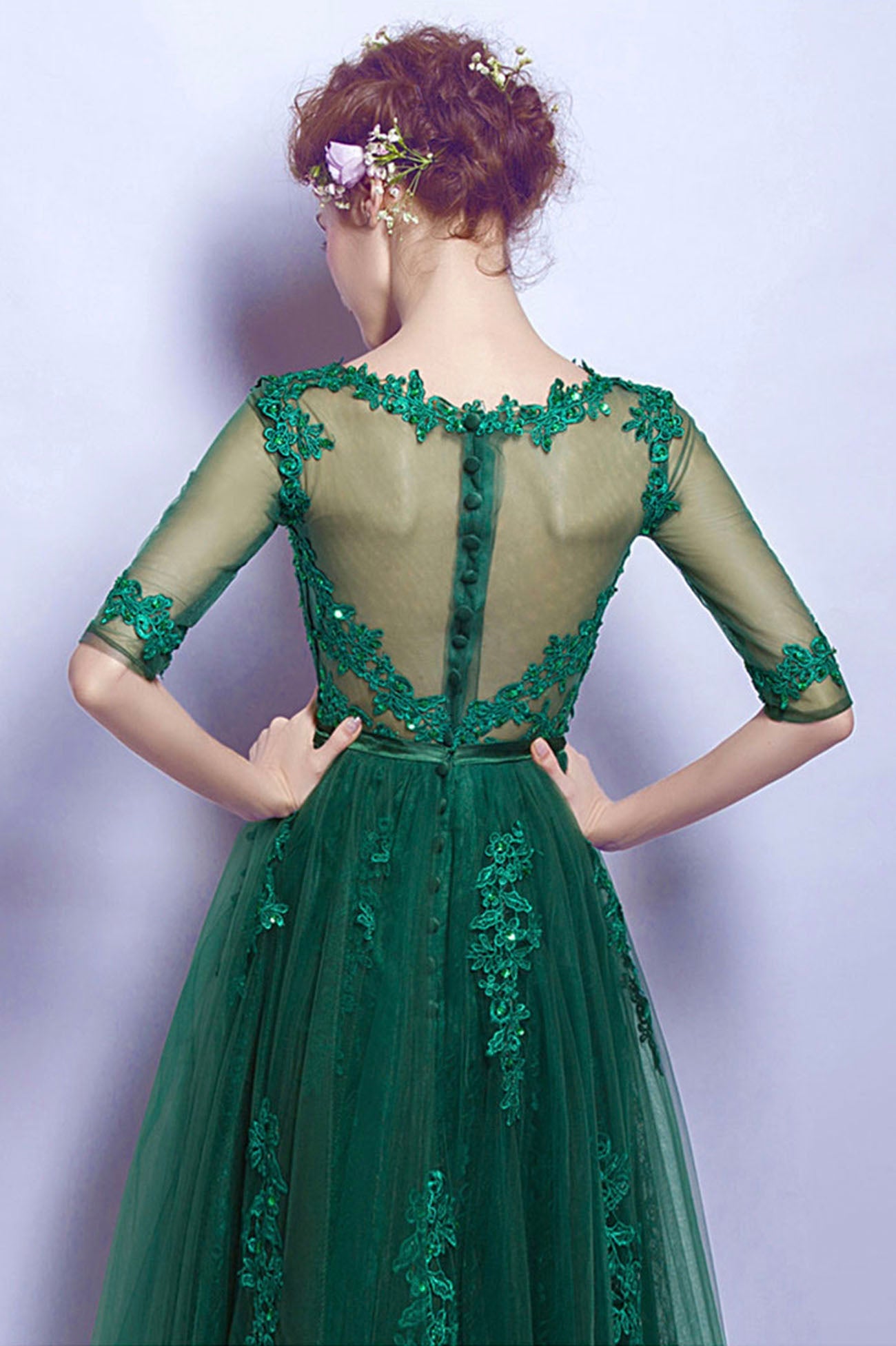 Green Tulle and Lace Short Homecoming Dress, Cute A-Line Evening Party Dress