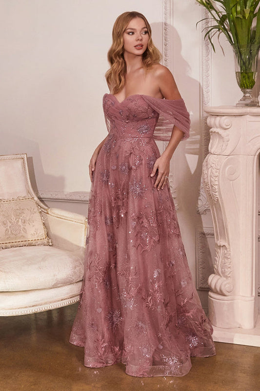 Sweeteart Off The Shoulder Tulle Long Prom Dresses With Appliques,WP365